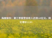 海星股份：第三季度营业收入达到5.09亿元，同比增长12.20%