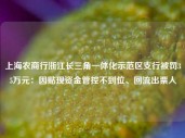 上海农商行浙江长三角一体化示范区支行被罚35万元：因贴现资金管控不到位、回流出票人