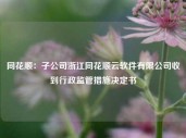 同花顺：子公司浙江同花顺云软件有限公司收到行政监管措施决定书