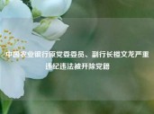 中国农业银行原党委委员、副行长楼文龙严重违纪违法被开除党籍