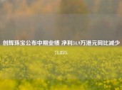 创辉珠宝公布中期业绩 净利34.9万港元同比减少71.85%