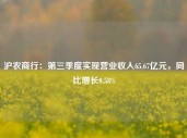 沪农商行：第三季度实现营业收入65.67亿元，同比增长0.58%