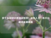 多个头部财经直播间暂停！业内人士：有平台赚得盆满钵满