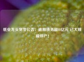 纸业龙头突发公告：逾期债务超18亿元 已大规模停产！