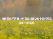 特朗普乱挥关税大棒 妄言对进口自中国的商品加征10%的关税