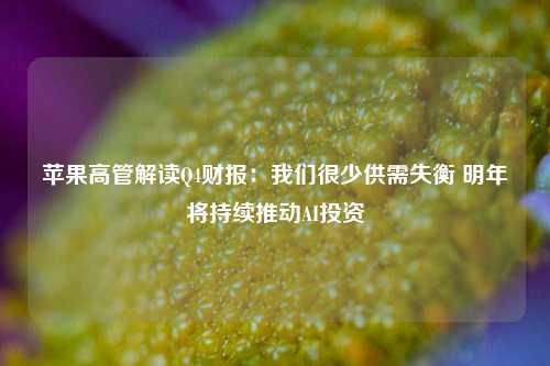 苹果高管解读Q4财报：我们很少供需失衡 明年将持续推动AI投资