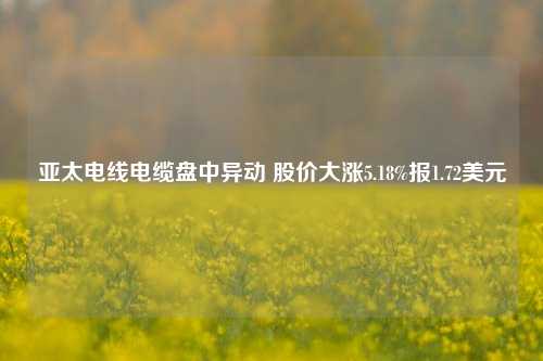 亚太电线电缆盘中异动 股价大涨5.18%报1.72美元