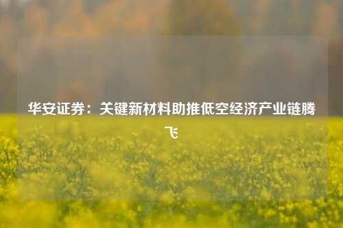 华安证券：关键新材料助推低空经济产业链腾飞