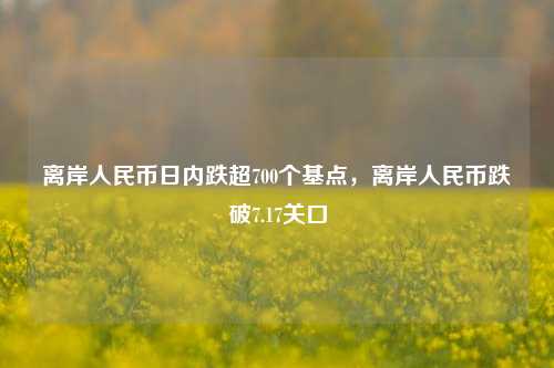 离岸人民币日内跌超700个基点，离岸人民币跌破7.17关口