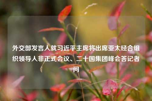 外交部发言人就习近平主席将出席亚太经合组织领导人非正式会议、二十国集团峰会答记者问