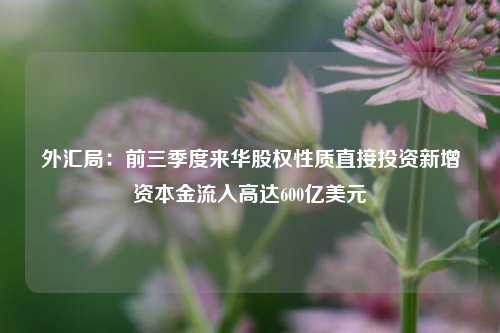 外汇局：前三季度来华股权性质直接投资新增资本金流入高达600亿美元