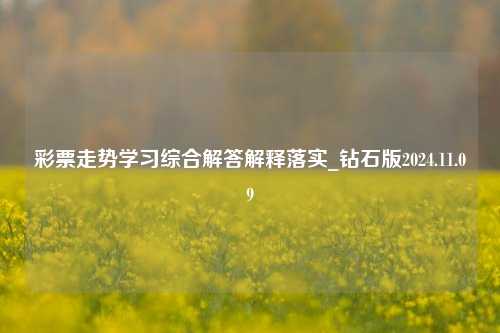 彩票走势学习综合解答解释落实_钻石版2024.11.09