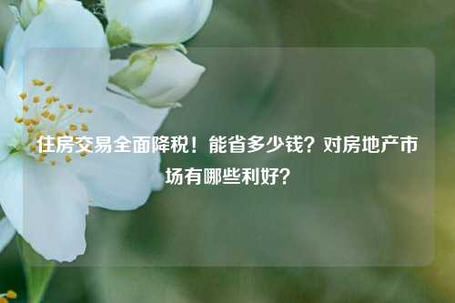 住房交易全面降税！能省多少钱？对房地产市场有哪些利好？