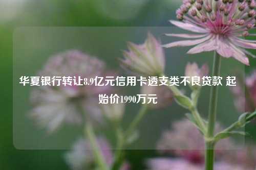 华夏银行转让8.9亿元信用卡透支类不良贷款 起始价1990万元