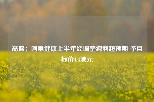 高盛：阿里健康上半年经调整纯利超预期 予目标价4.4港元