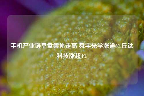 手机产业链早盘集体走高 舜宇光学涨逾6%丘钛科技涨超4%