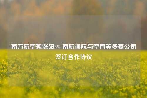 南方航空现涨超3% 南航通航与空直等多家公司签订合作协议