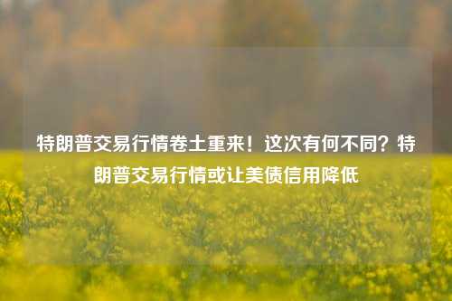 特朗普交易行情卷土重来！这次有何不同？特朗普交易行情或让美债信用降低