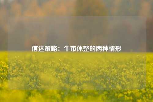 信达策略：牛市休整的两种情形