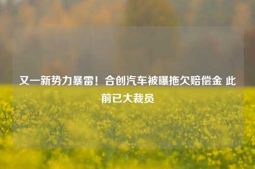 又一新势力暴雷！合创汽车被曝拖欠赔偿金 此前已大裁员