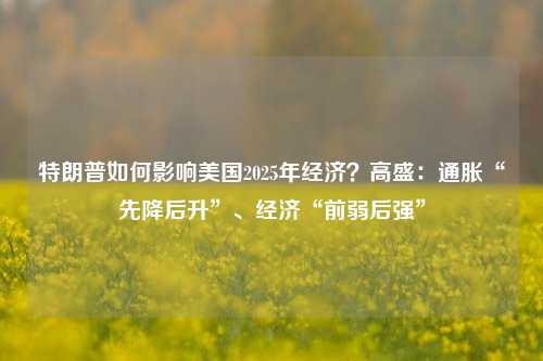 特朗普如何影响美国2025年经济？高盛：通胀“先降后升”、经济“前弱后强”