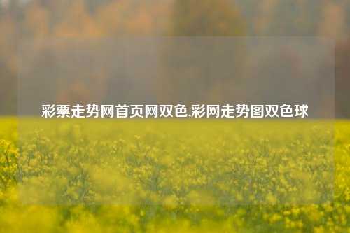 彩票走势网首页网双色,彩网走势图双色球