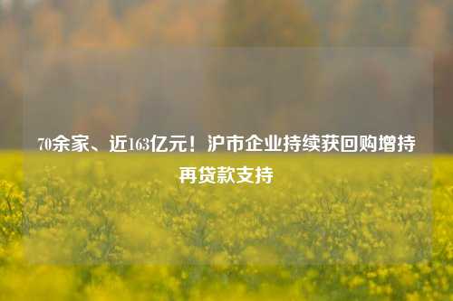 70余家、近163亿元！沪市企业持续获回购增持再贷款支持