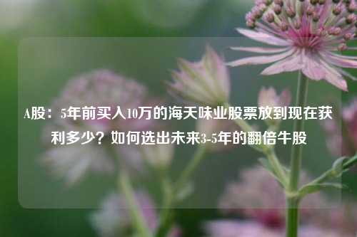 A股：5年前买入10万的海天味业股票放到现在获利多少？如何选出未来3-5年的翻倍牛股