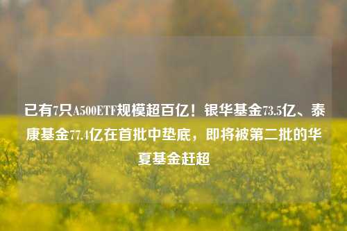 已有7只A500ETF规模超百亿！银华基金73.5亿、泰康基金77.4亿在首批中垫底，即将被第二批的华夏基金赶超