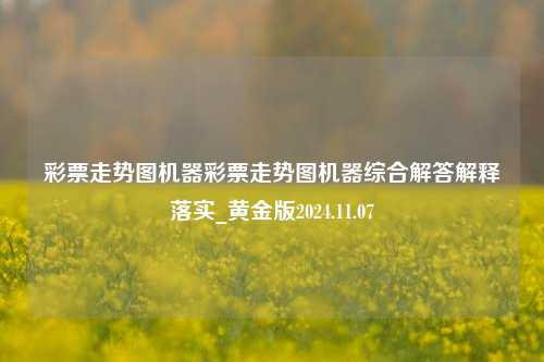 彩票走势图机器彩票走势图机器综合解答解释落实_黄金版2024.11.07