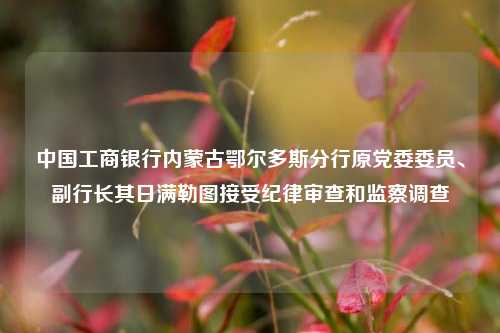 中国工商银行内蒙古鄂尔多斯分行原党委委员、副行长其日满勒图接受纪律审查和监察调查