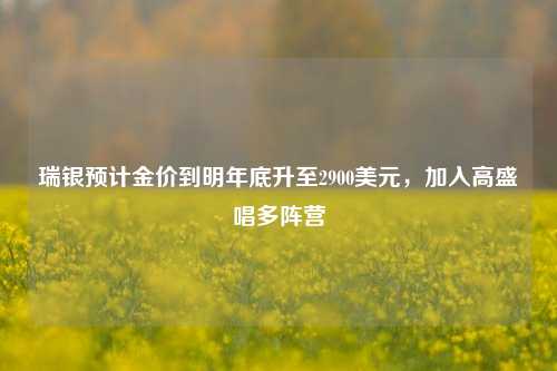 瑞银预计金价到明年底升至2900美元，加入高盛唱多阵营