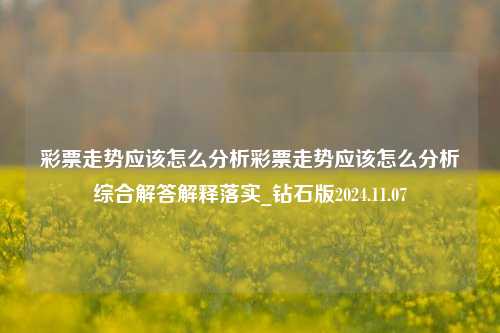 彩票走势应该怎么分析彩票走势应该怎么分析综合解答解释落实_钻石版2024.11.07