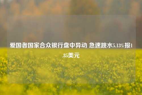 爱国者国家合众银行盘中异动 急速跳水5.13%报1.85美元