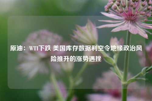 原油：WTI下跌 美国库存数据利空令地缘政治风险推升的涨势遇挫