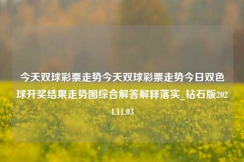 今天双球彩票走势今天双球彩票走势今日双色球开奖结果走势图综合解答解释落实_钻石版2024.11.03