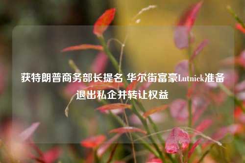 获特朗普商务部长提名 华尔街富豪Lutnick准备退出私企并转让权益