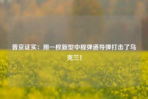 普京证实：用一枚新型中程弹道导弹打击了乌克兰！