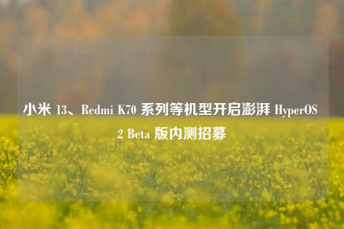 小米 13、Redmi K70 系列等机型开启澎湃 HyperOS 2 Beta 版内测招募