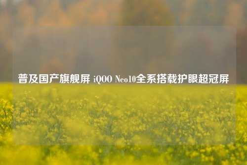 普及国产旗舰屏 iQOO Neo10全系搭载护眼超冠屏