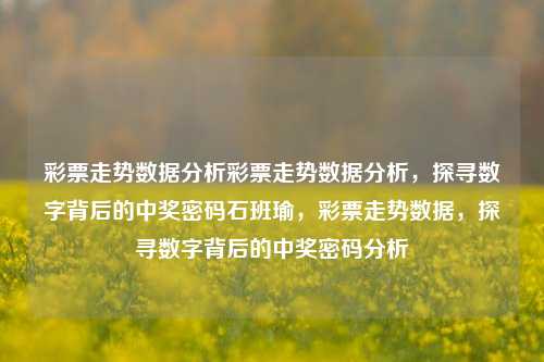 彩票走势数据分析彩票走势数据分析，探寻数字背后的中奖密码石班瑜，彩票走势数据，探寻数字背后的中奖密码分析