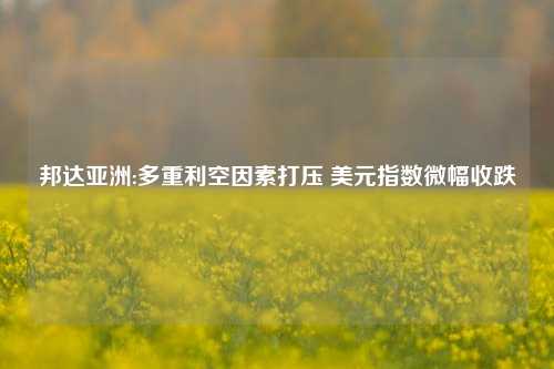 邦达亚洲:多重利空因素打压 美元指数微幅收跌