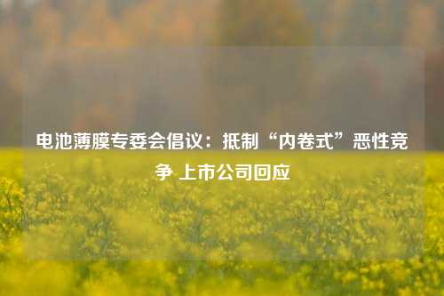 电池薄膜专委会倡议：抵制“内卷式”恶性竞争 上市公司回应