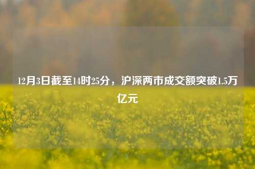 12月3日截至14时25分，沪深两市成交额突破1.5万亿元