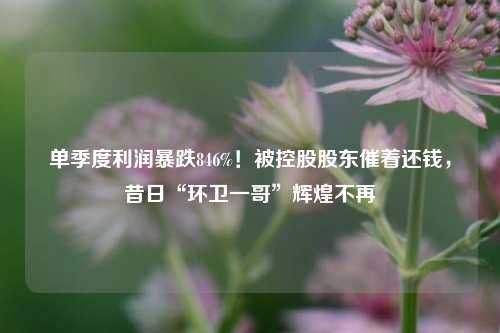 单季度利润暴跌846%！被控股股东催着还钱，昔日“环卫一哥”辉煌不再