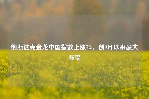 纳斯达克金龙中国指数上涨7%，创9月以来最大涨幅