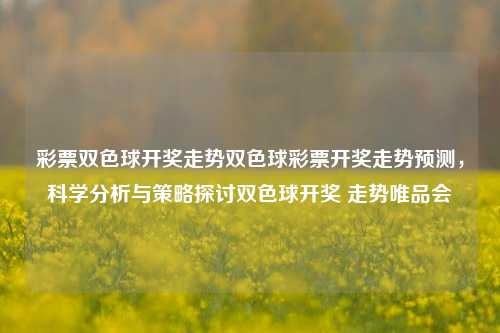 彩票双色球开奖走势双色球彩票开奖走势预测，科学分析与策略探讨双色球开奖 走势唯品会